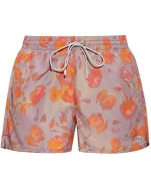 DIESEL Floral-Print Olly-34-D-Core Swim Shorts - Red