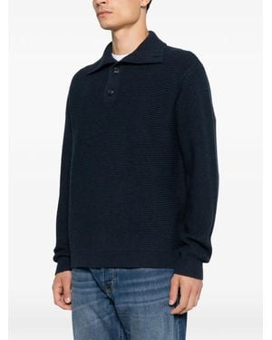 Calvin Klein Ribbed-Knit Polo Sweater - Blue