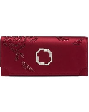 Malone Souliers Vivien Crystal-Embellished Satin Clutch - Red