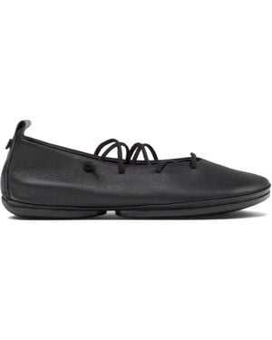 Camper Lace-Up Leather Flats - Black