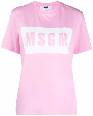MSGM Logo-print Cotton T-shirt - Pink