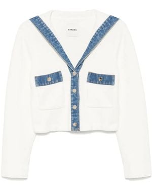 Sandro Denim-Trim Hoodie - Blue