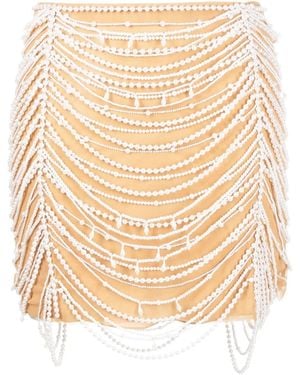 Blumarine Pearl-Embellished Skirt - Natural