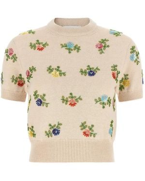 Rabanne Floral-Print Top - Natural
