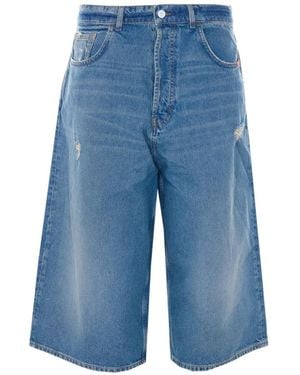 AMISH Ripped-Effect Denim Shorts - Blue