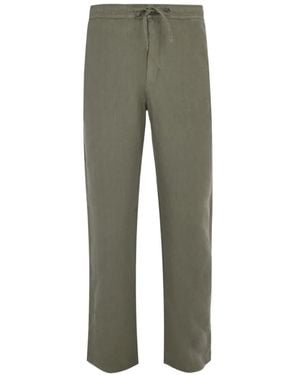 120% Lino Drawstring Trousers - Green