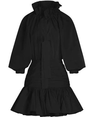 Patou Volume Sleeve Mini Dress - Black