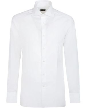 ZEGNA Camisa de algodón de manga larga - Blanco