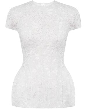 POST MERIDIEM Lace Peplum Top - White