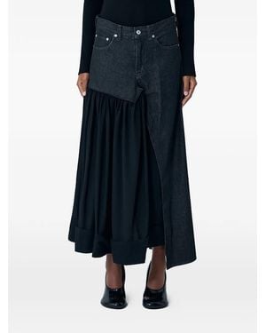 Yohji Yamamoto Cut-Off Combination Midi Skirt - Blue