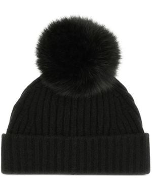 Vanisé Bonnet Côtelé À Détail De Pompon - Noir