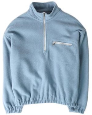 Rier Zip-Up Polo Top - Blue