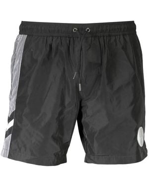 KARL LAGERFELD Striped Drawstring Swim Trunks - Black