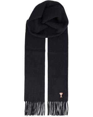 Ami Paris Sciarpa Ami De Coeur Con Applicazione - Nero