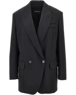 Emporio Armani Double-Breasted Blazer - Black