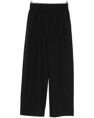 Peserico Elasticated-Waistband Turned-Up-Cuff Trousers - Black