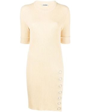 Jil Sander Ribbed-Knit Short Tunic Dress - Natural