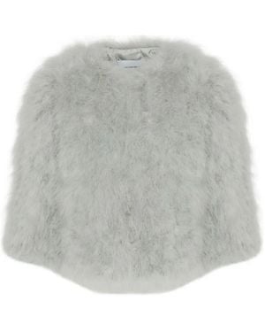 Yves Salomon Turkey-Feather Cropped Jacket - Gray