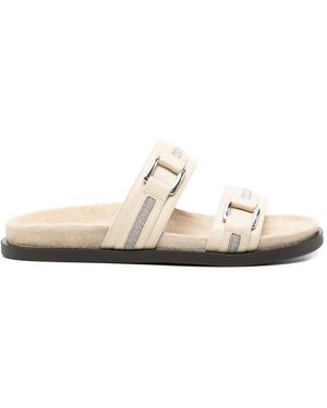 Peserico Bead-Embellished Sandals - White