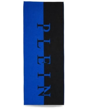 Philipp Plein Logo-Intarsia Bicolor Scarf - Blue