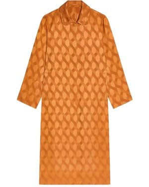 Dries Van Noten Patterned-jacquard Coat - Orange