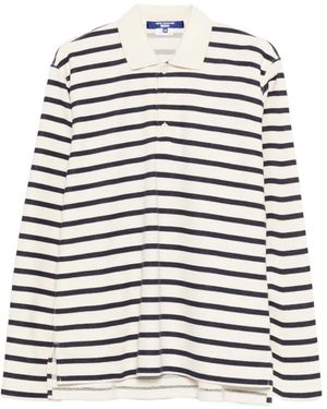 Junya Watanabe Striped Long-Sleeve Polo Shirt - White
