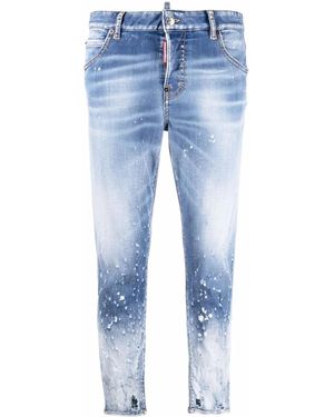 DSquared² Cropped Distressed-Effect Skinny Jeans - Blue