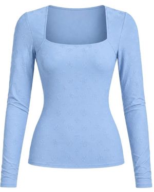 Guess Elleona Jacquard T-Shirt - Blue