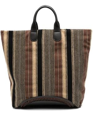 Emporio Armani Striped-Pattern Tote Bag - Black