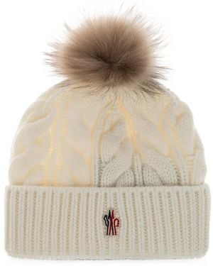 Moncler Cable-Knit Beanie Hat - Natural