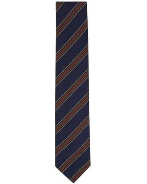 Brioni Gestreifte Jacquard-Krawatte - Blau