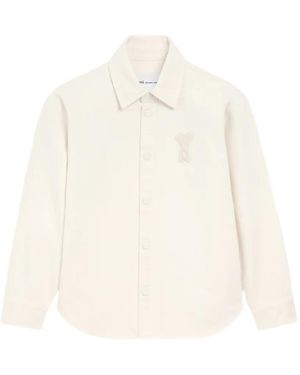Ami Paris Ami De Coeur Shirt Met Gehaakte Patch - Wit