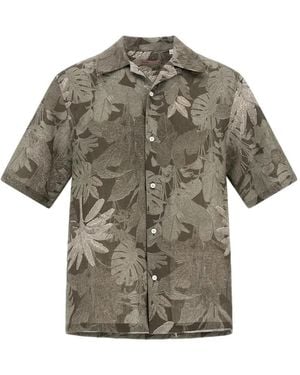 Herno Camisa Con Estampado Tropical - Gris