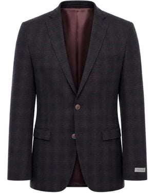 Corneliani Checked Single-Breasted Blazer - Blue