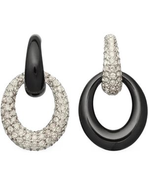 Tory Burch Pierced Pavé Doorknocker Earrings - Black
