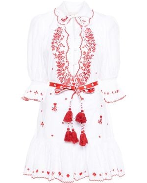 ALÉMAIS Hearts-Embroidered Cotton Mini Dress - White
