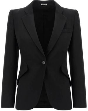 McQueen パデッドショルダー シングルジャケット - ブラック