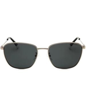 Polaroid Rectangle-Frame Metal Sunglasses - Gray