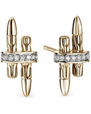 John Hardy Pendientes Spear Stud En Oro Amarillo De 14 Ct Con Diamante - Metálico