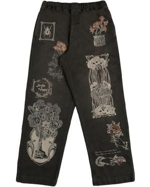Samuel Zelig Jardin Embroidered Trousers - グレー