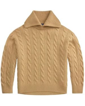 Polo Ralph Lauren Grob Gestrickter Pullover Mit Zopfmuster - Natur