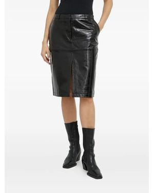 Herskind Split-Front Leather Midi Skirt - Black