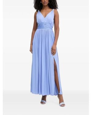 Morgan Ruched Side-Slit Maxi Dress - Blue