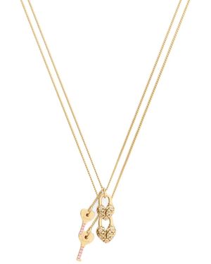 COACH Heart-Padlock & Key Pendant Necklace - Metallic