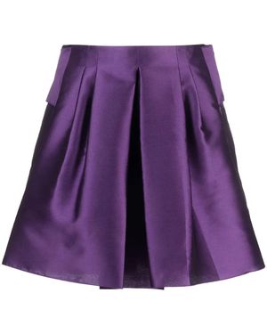 Alberta Ferretti Bow-Detail Pleated Satin Shorts - Purple