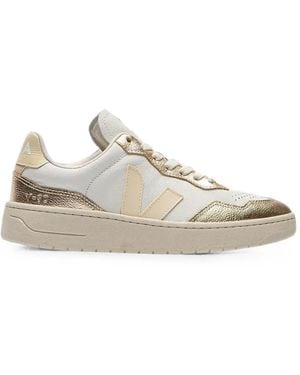 Veja V-90 Metallic-Panel Sneakers - White