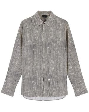 Emporio Armani Comfort-Fit All-Over Print Lyocell-Blend Shirt - Grey