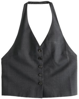 Amomento Halterneck Button-Up Top - Black