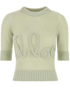 Chloé Sweatshirt mit Logo-Applikation - Grün