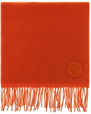 Canada Goose Logo-Patch Fringed Scarf - Orange